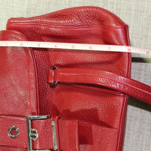 Authentic Prada Double Handled Red Pebble Leather Hand Bag Purse - LIKE NEW - Picture 8 of 12